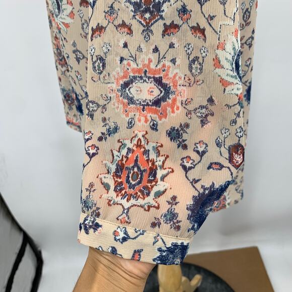 Maeve Blouse Womens 4 Floral Boho V Neck Cottage Crochet Bib Top Anthropologie - Picture 5 of 12